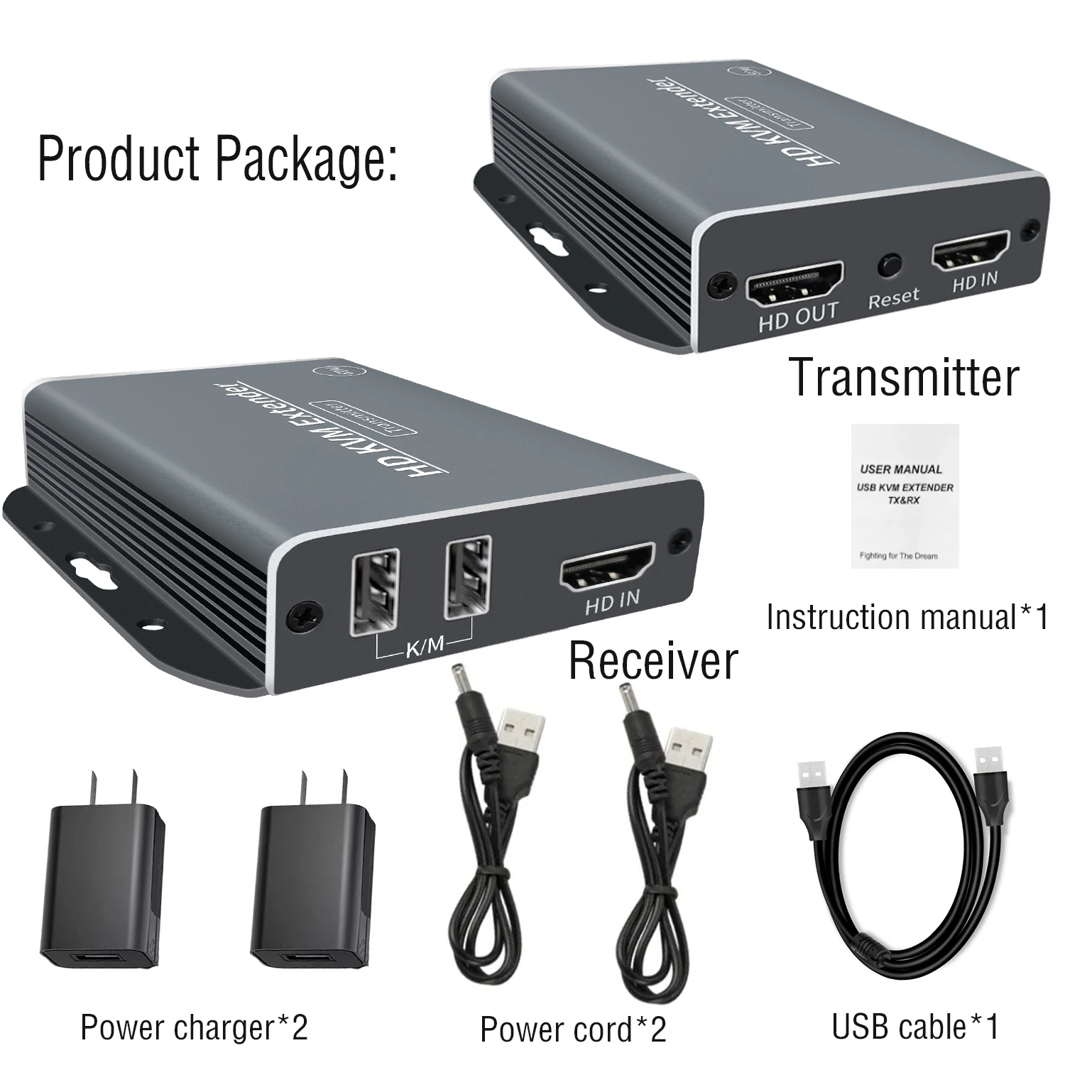 Imagem -06 - Extensor Kvm Compatível com Hdmi por ip Extensor Ethernet Usb Controle Edid 196ft pc Portátil para Monitor de tv Cat5e 1080p 60m