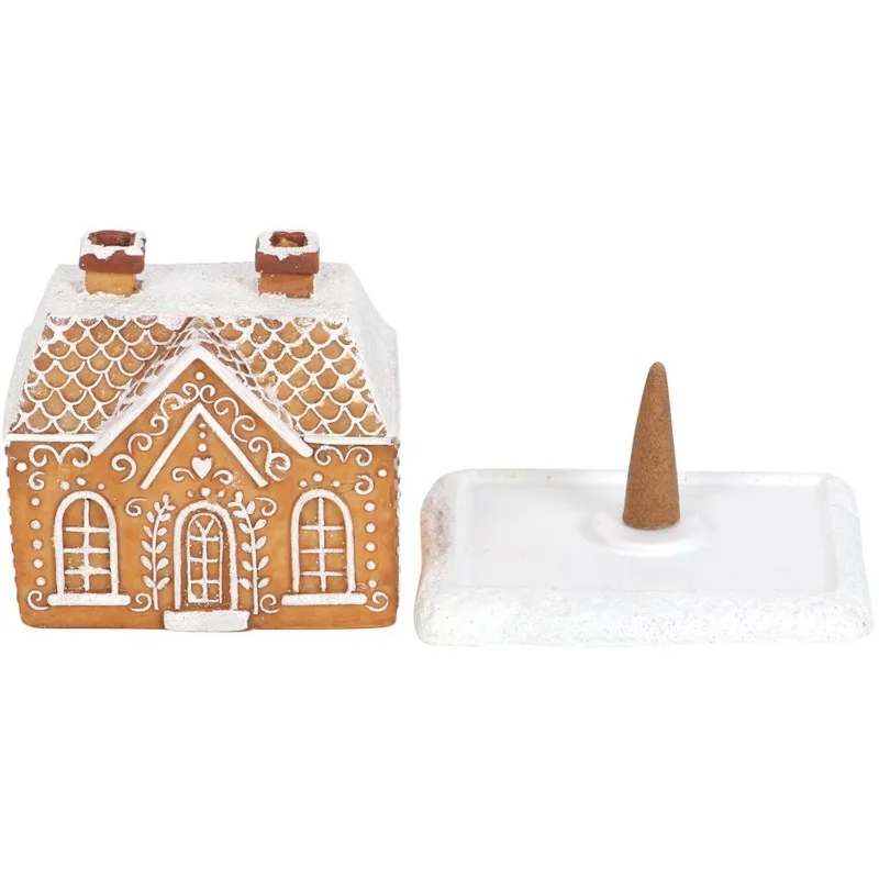 Gingerbread House Incense Cone Burner, Resin Candle Holder