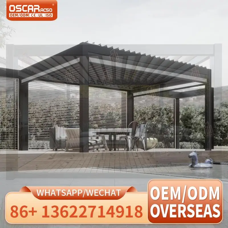 Outdoor Electric Adjustable Motorized Gazebo Pavilion with Bioclimatic Louvered Aluminum Frame for Yard Villa 180day Lowest Pric