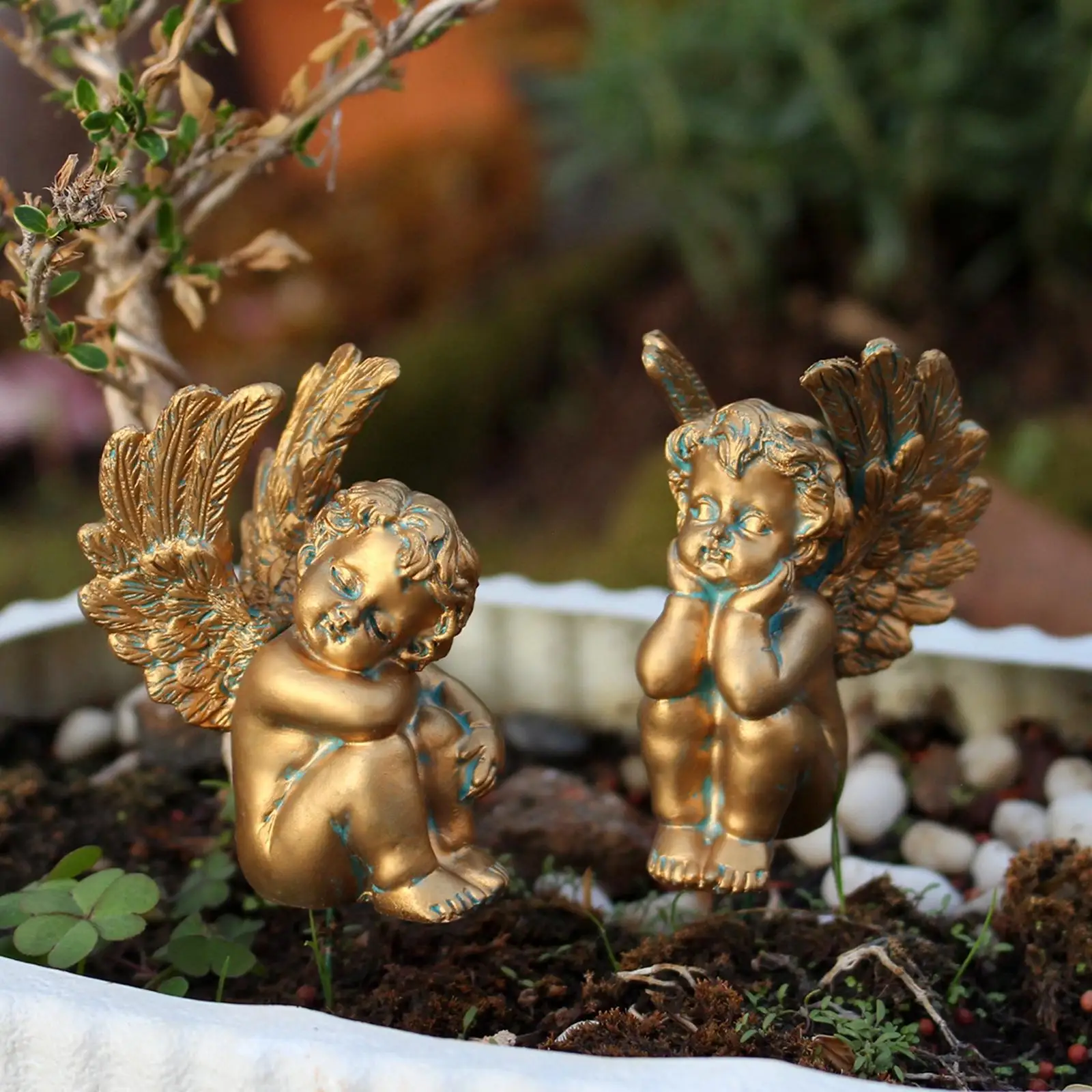Fairy Figurine Garden Stake Decor Angel Resin Sculpture for Decor Garden Lawn Patio Gift