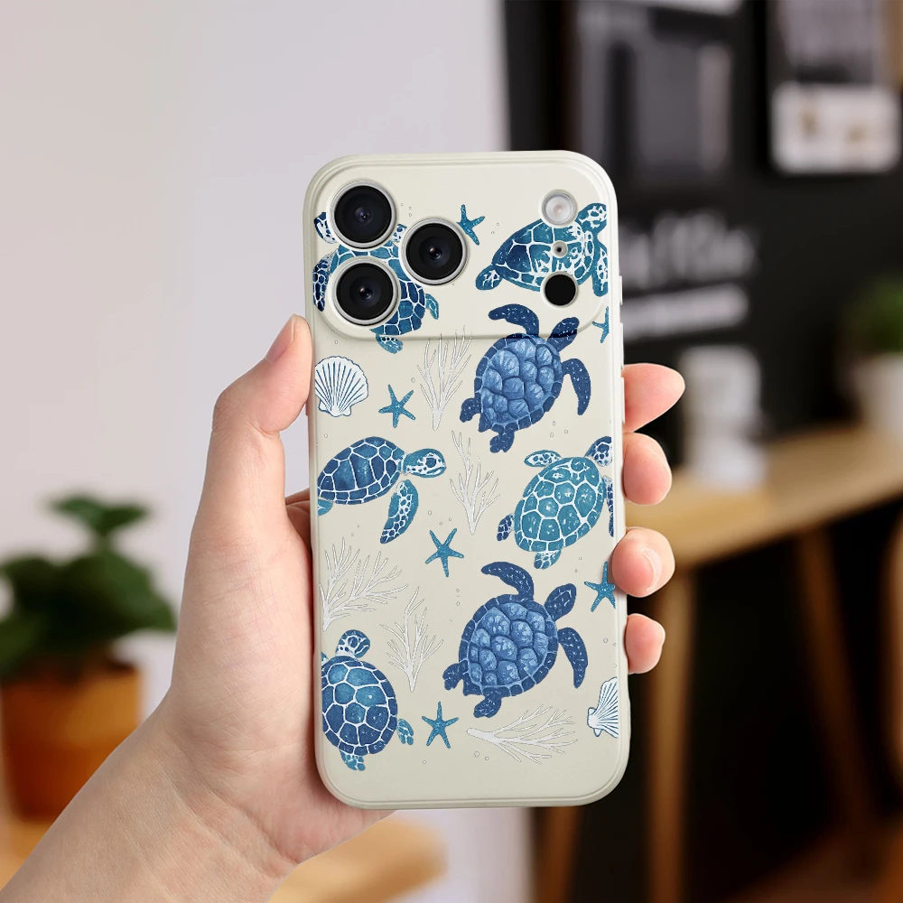 Für iPhone 17 Pro Max 17 Air 16 15 14 13 12 11 Pro Max XS Max7 8 Plus 16e 16 PlusTPU Abdeckung Coque Meeresschildkröte Shell Stil Telefon Fall
