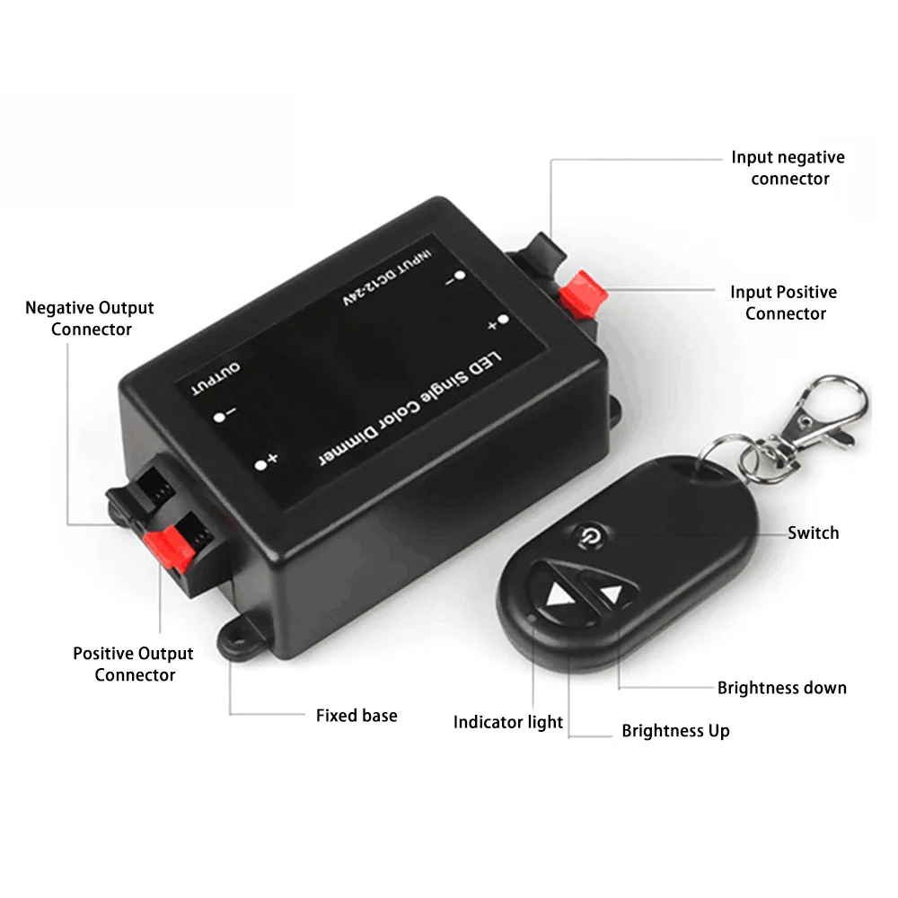 DC5-24V LED Monochrome Dimming Controller With 3 Button RF Wireless Remote Brightness Controller LED Strip Light Switch 8A