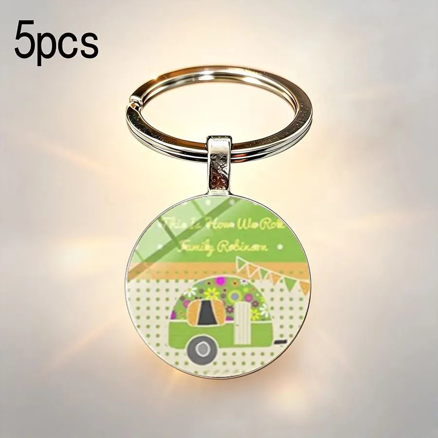 5PCS Outdoor Tent Theme RV Pattern Keychain Essential Accessories for Going Out Portable and Compact Birthday