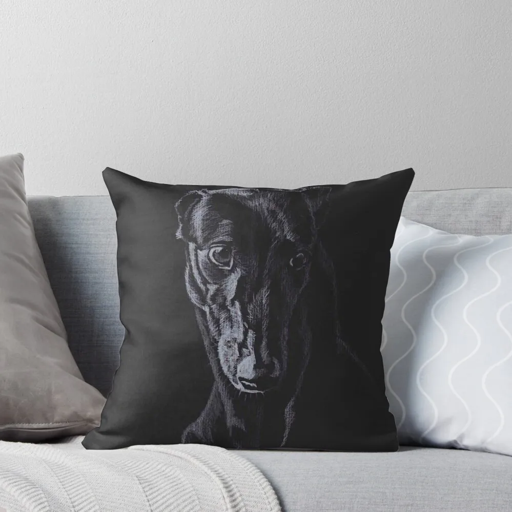 Black Greyhound Silhouette Colored pencil Drawing Throw Pillow bed pillows Cushions For Children Christmas Pillows pillow