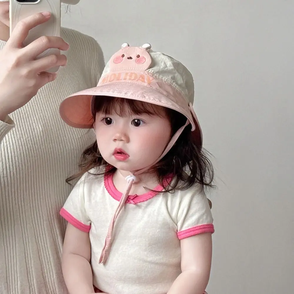 

Korean Style Wide Brim Peaked Cap Breathable Cartoon Animals Baby Sun Protection Hat Quick Dry Sunscreen Children Fishman Hat