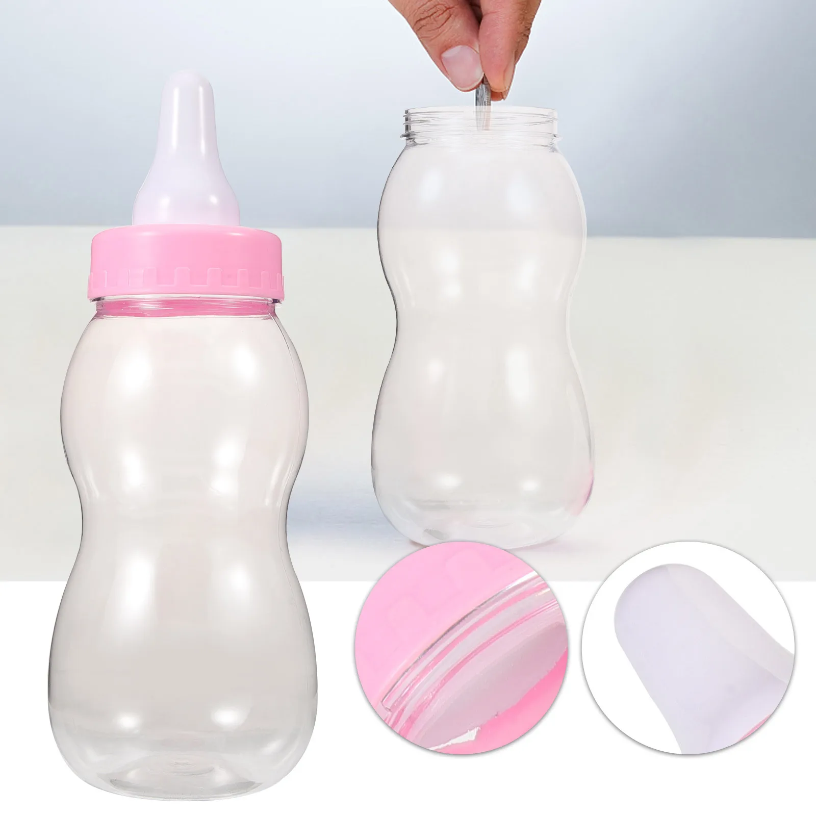 

Milk Bottle Piggy Bank Transparent Baby Bottle Money Box For Kids Saving Cash Coin Container Room Decor Birthday Gift Pink