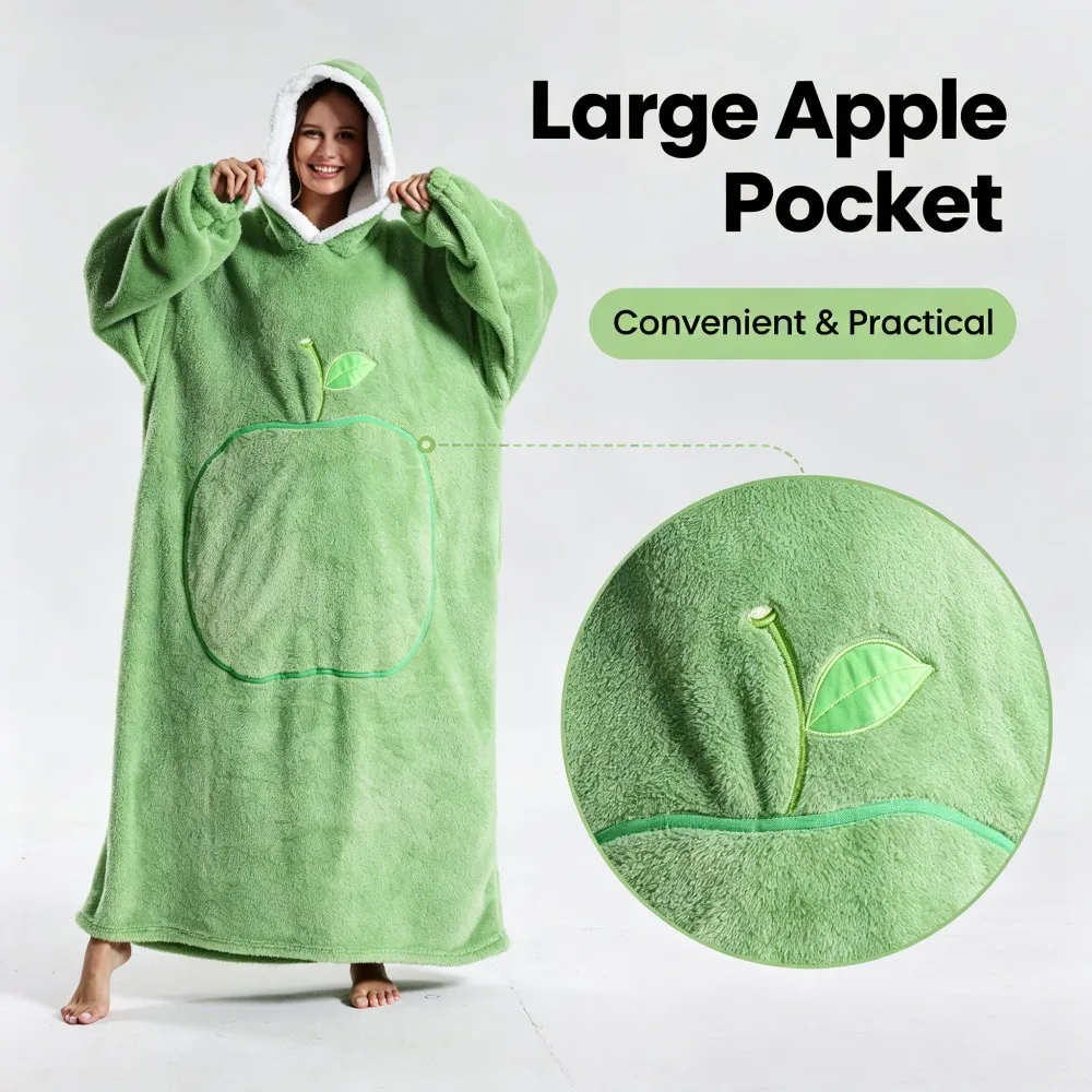 Winter Plush Blankets Wearable Soft Warm Oversized Blanket Hoodie Long Cute Men Women Sherpa Fleece Adult Blanket with Sleeves