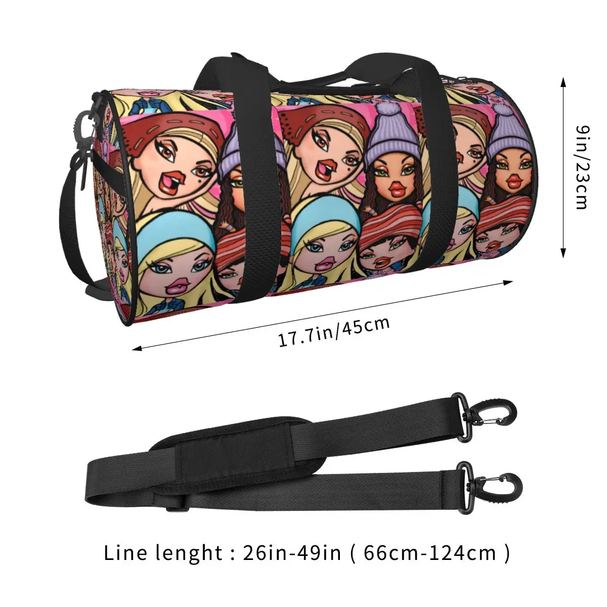 Bratz Gym Bag 20th Anniversary Y2k Portable Sports Bags Large Capacity Luggage Design Handbag Novelty Fitness Bag For Men Women