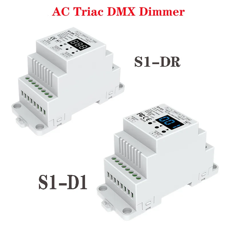 

S1-DR DIN Rail 2 CH AC Triac DMX Dimmer/ S1-D1 1CH*2A AC Phase-cut DMX Dimmer RDM DMX 512 Controller AC 110V 220V