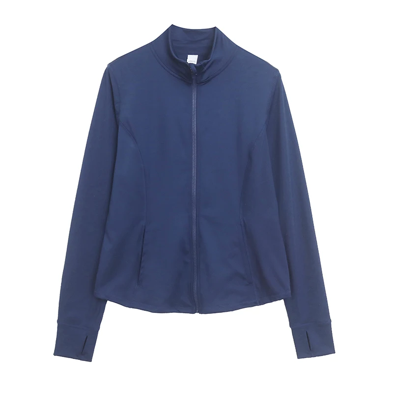 Quick Dry Casual Zipper Yoga Fitness Running Outdoor Jacket Women's Sporty Style Polyester Spandex Blend Long Sleeve Coat