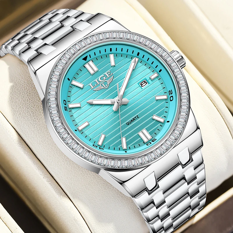 

LIGE 2026 модные деловые кварцевые наручные часы лучший бренд класса люкс мужские часы 30 м водонепроницаемые светящиеся стальные часы мужские подарки Reloj