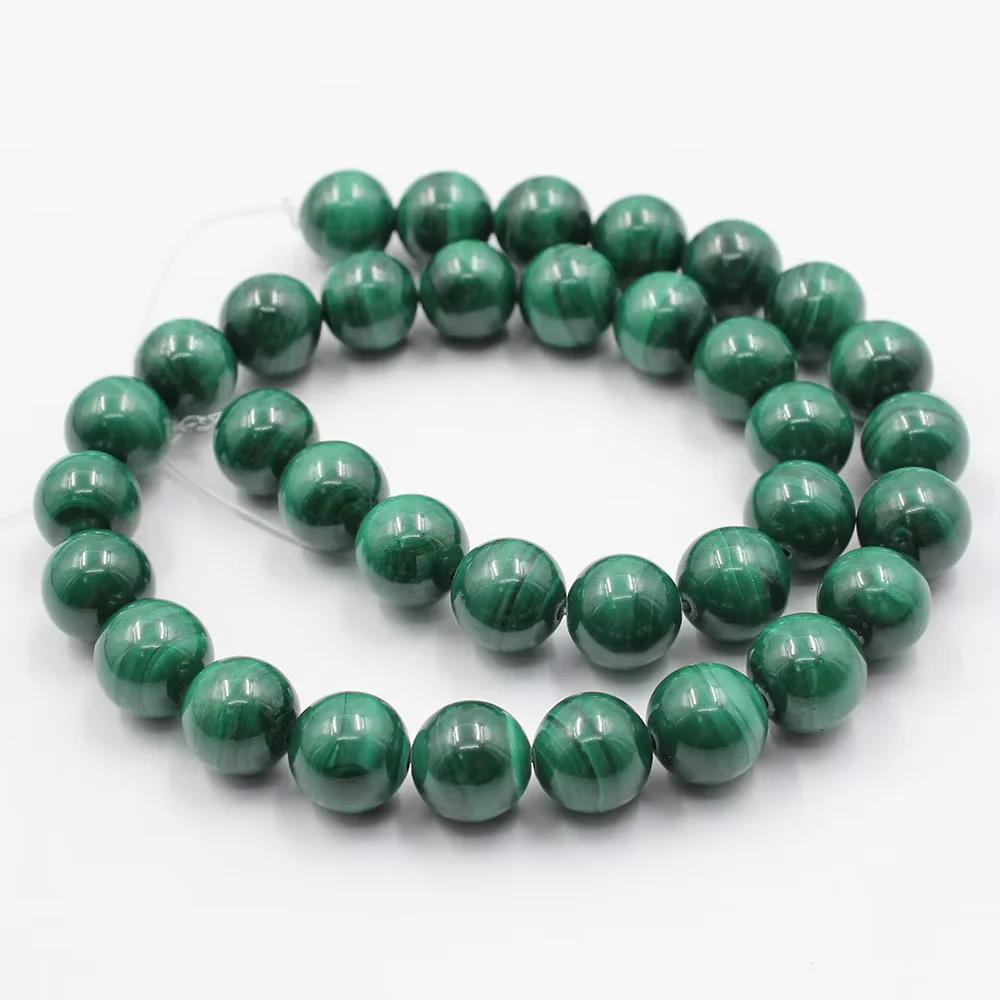 

Top AAA Natural Green Malachite Smooth Round Beads 12mm Genuine Malachite Gemstone 15" Strands Jewelry Making DIY