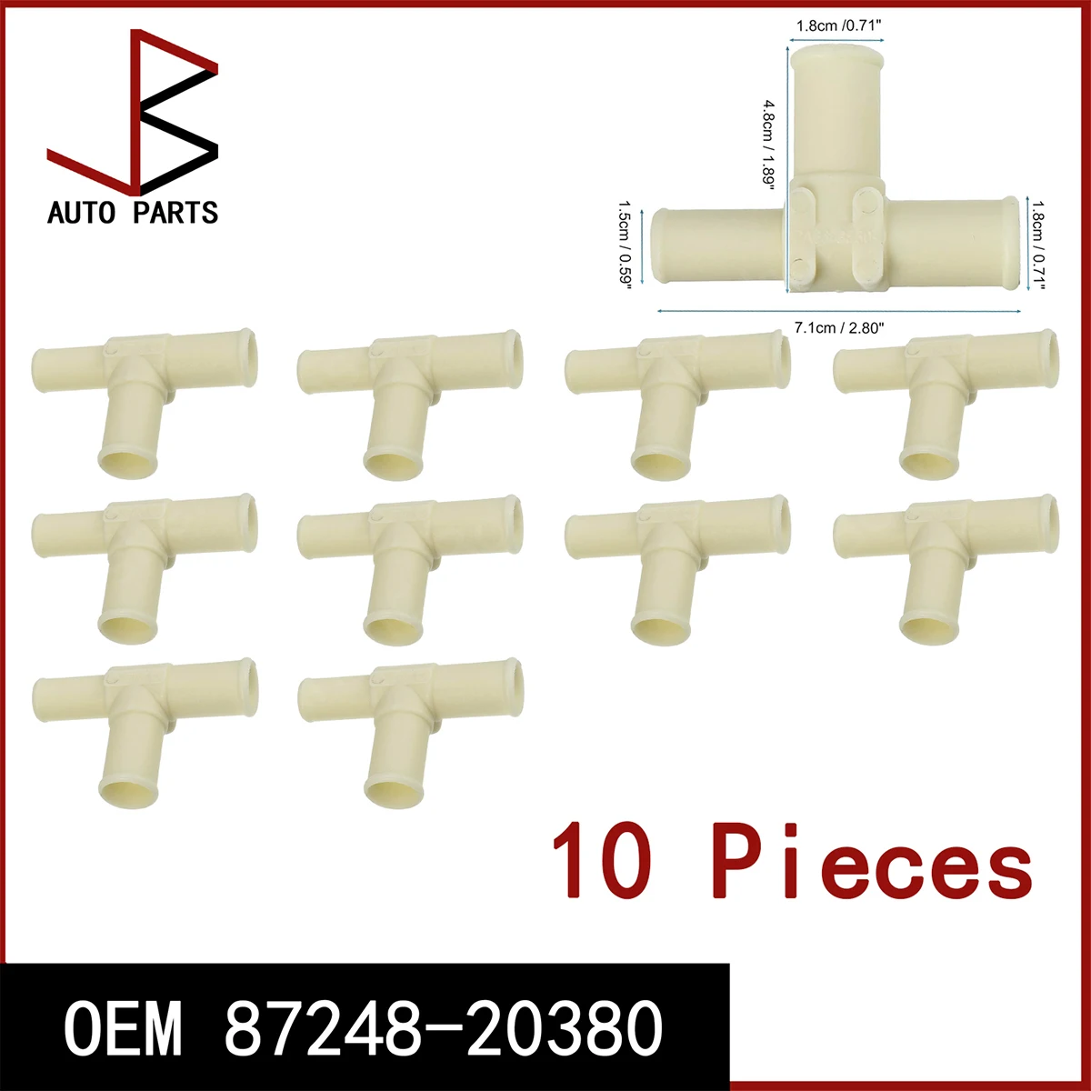 

10 шт./лот, новый OEM 87248-20380 87248-33030, водопроводная труба для нагревателя, тройник, нагревательная труба для TOYOTA COROLLA 2001-2006 NOAH 2001-2016