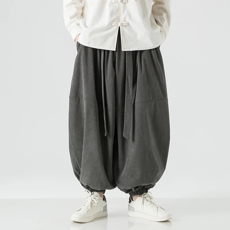 2023 Men Oversized Pants Casual Autumn Wide Leg Trousers Harajuku Corduroy Streetwear Harem Pants Male Elastic Waist Loose Pants