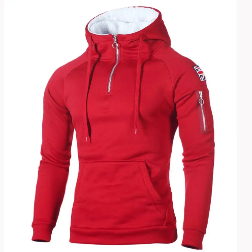 Men's Hoodies Youth Hood Sweatshirts Half Zipper UK Flag Pullover Fleece Tracksuits Winter Fashion Hoody Sportwear Coat