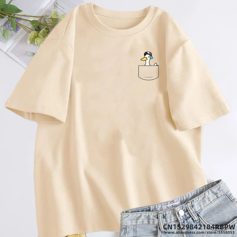 Pocket Subaru Duck Hololive T-shirt for Women Men Fuuny Graphic Tees Women T Shirt Short Sleeve Oversized Tshirts Aesthetic