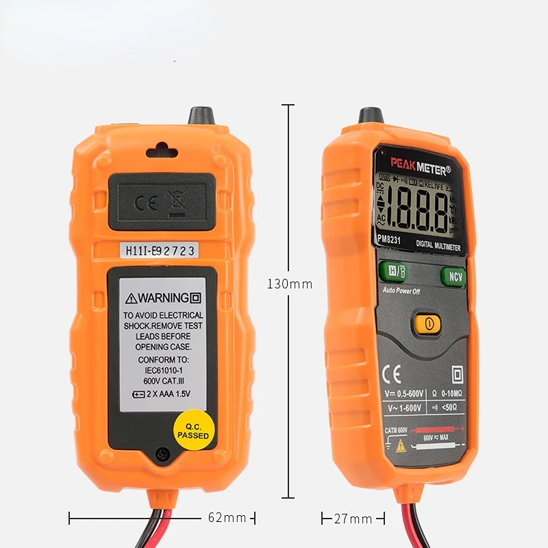 Intelligent Digital Multimeter PM8231 Pocket Automatic Range High Precision Mini Electrical Household Ammeter