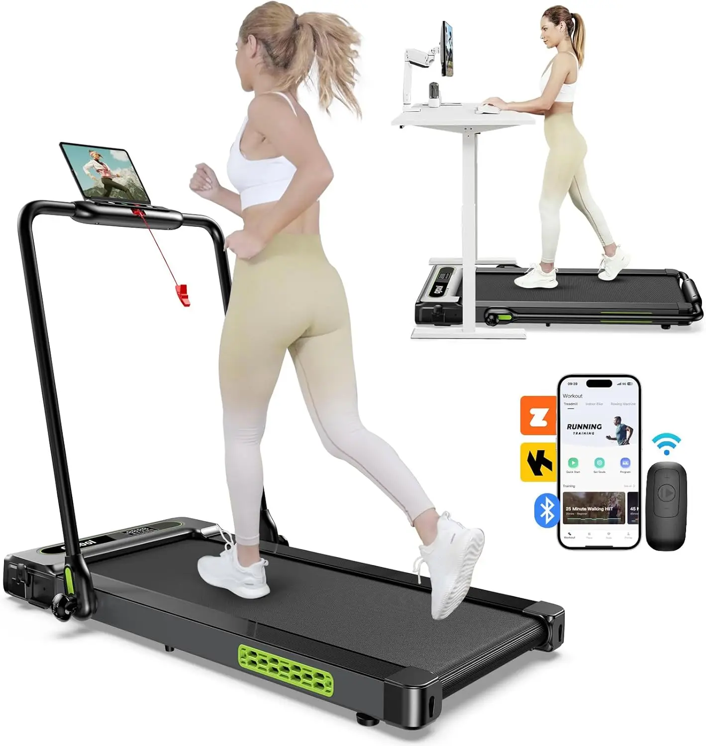 Foldable Treadmill, Walking Pad Under Desk Treadmills for Home and Office, 3 in 1 Portable