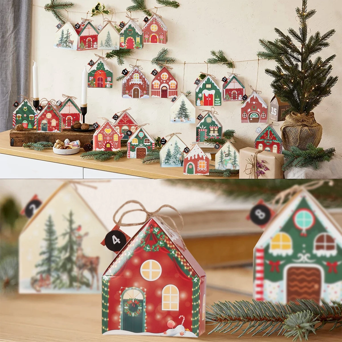 Christmas Candy Box House Shape Gift Boxes Merry Christmas Decorations 2025 New Year Birthday Party Packaging Bags Kids Favors