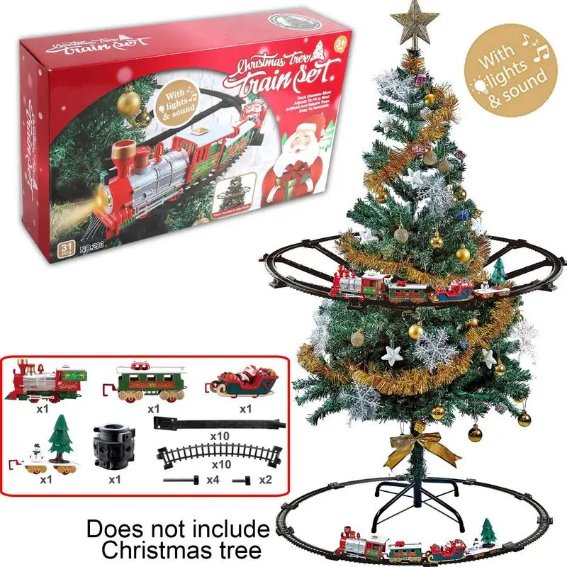 Christmas Train Electric Train Set For Christmas Tree Track Car Christmas Decoration Trains Noel Gift Round Rail Train Carousel