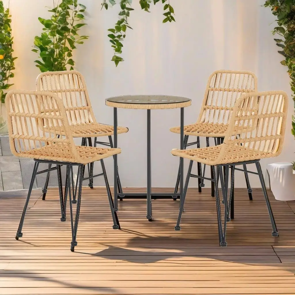 5-Piece Outdoor Patio Dining Set - Stylish Poly Rattan Furniture for Garden & Balcony