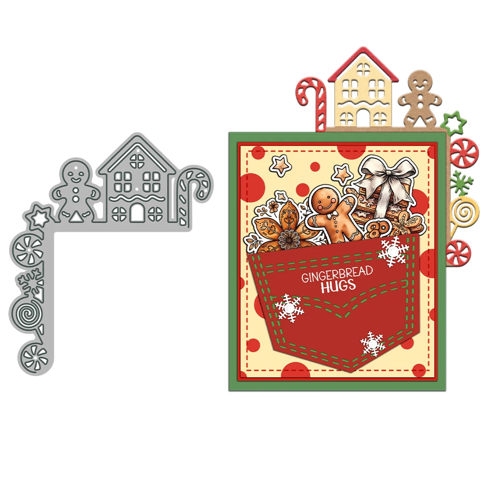MangoCraft Christmas Gingerbread Man Border Cutting Dies DIY Scrapbooking Supplies Metal Dies Knife Mold For Cards Albums Decor