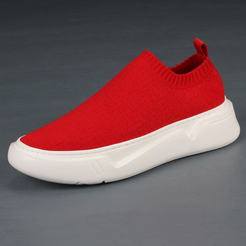 

New Style men thick-soled fly woven mesh socks shoes men with a lazy man wearing personality red board shoes