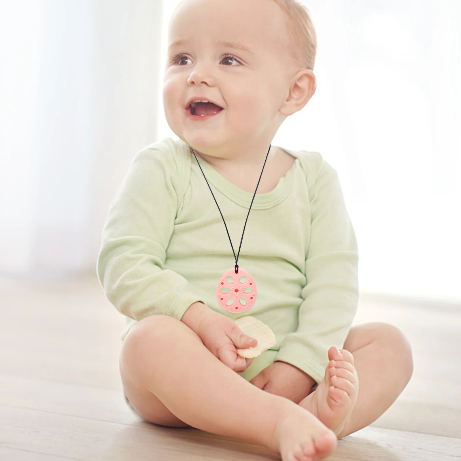 

2pcs Baby Teething Infant Molar Teether Educational Chewing Pendant Anti-Drop Soft Chewy Necklace For Newborn Gum Relief