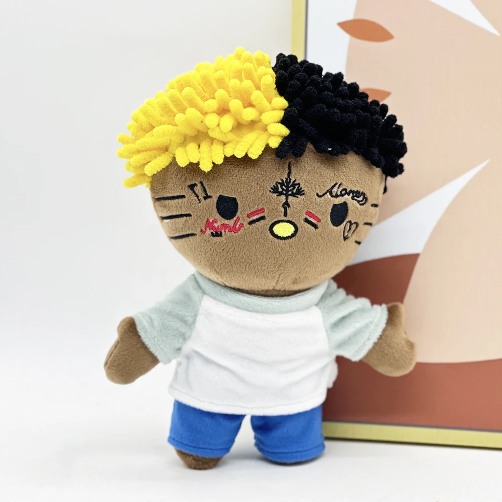 Hello Kitty xxxtentacion Yellow Black Hair Plush Doll Figure Stuffed Toys Cute Kids Boys Girls Christmas Gifts 24cm