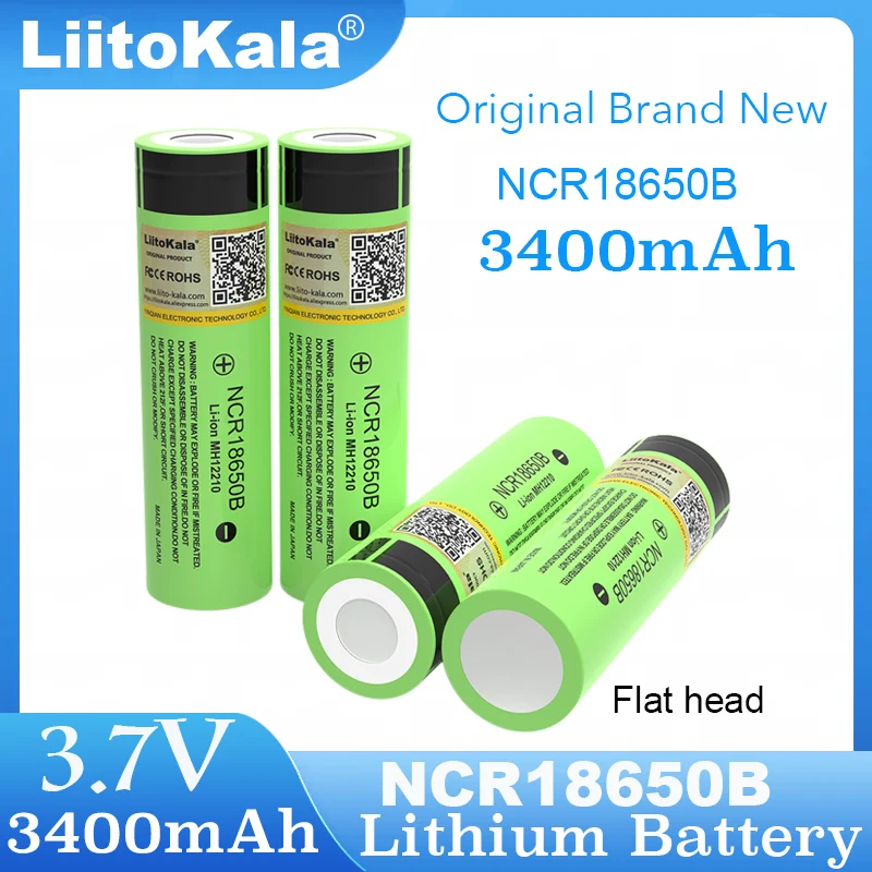 LiitoKala New Original NCR18650B 3.7v 3400mAh 18650 Lithium Rechargeable Battery 4.2v For Flashlight Energy storage batteries