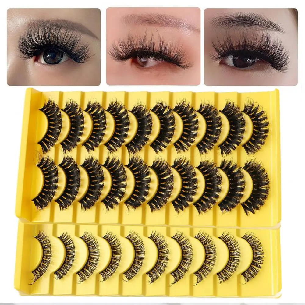 Fake Eyelashes 10 Pairs Trendy Soft Eye-Catching  Eye Extension Thick Fluffy Fake Lashes Women Supply