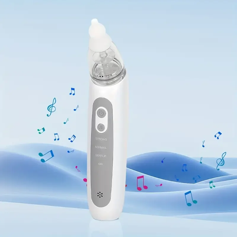 Baby Electric Nasal Aspirator Nose Suction Device with Food Grade Silicone Mouthpiece 3 Suction Modes and Soothing Music