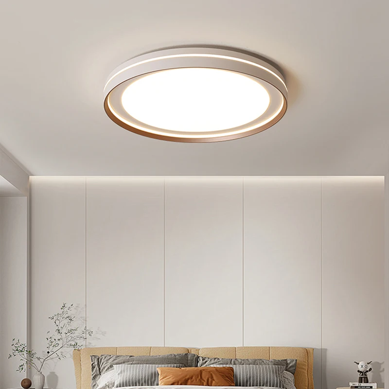 Simple LED Round Ceiling Light Modern Bedroom Study Balcony Wrought Iron Acrylic Ceiling Lamp Home Interior Decor Lighting Lamps
