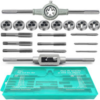 20PCS Metric Tap and Die Set DIY Tapered & Plug Hand Tapping Cutting Threading Forming Chasing Kit Thread Plugs Screw Taps