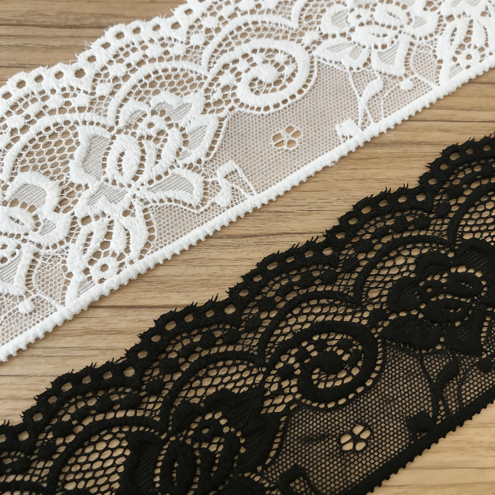 Exquisite Elastic Lace Trim, Available in Black and White, 2.5inch Inches Wide with Vintage Floral Pattern, Suitable for Clothing Modification, Wedding Dress Accessories, Lingerie Decoration, Handmade Hairpin Making, and Home Textile Sewing Supplies view 4