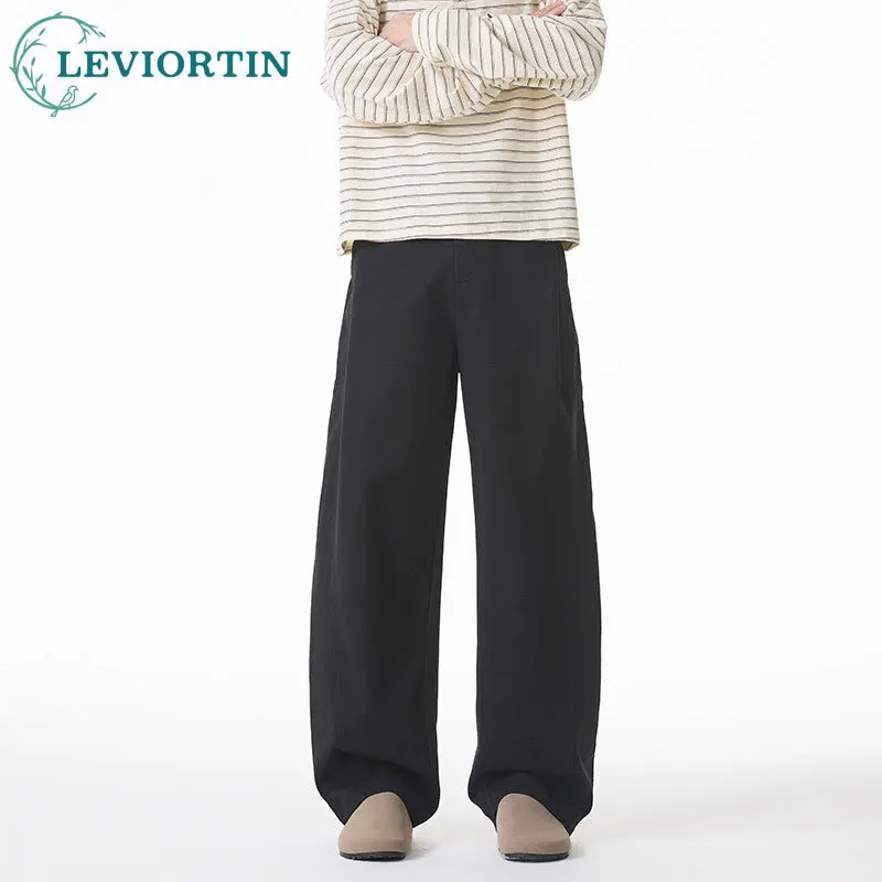 

Autumn men's fashionable versatile elastic waist design anti wrinkle slimming micro elastic solid color loose casual pants