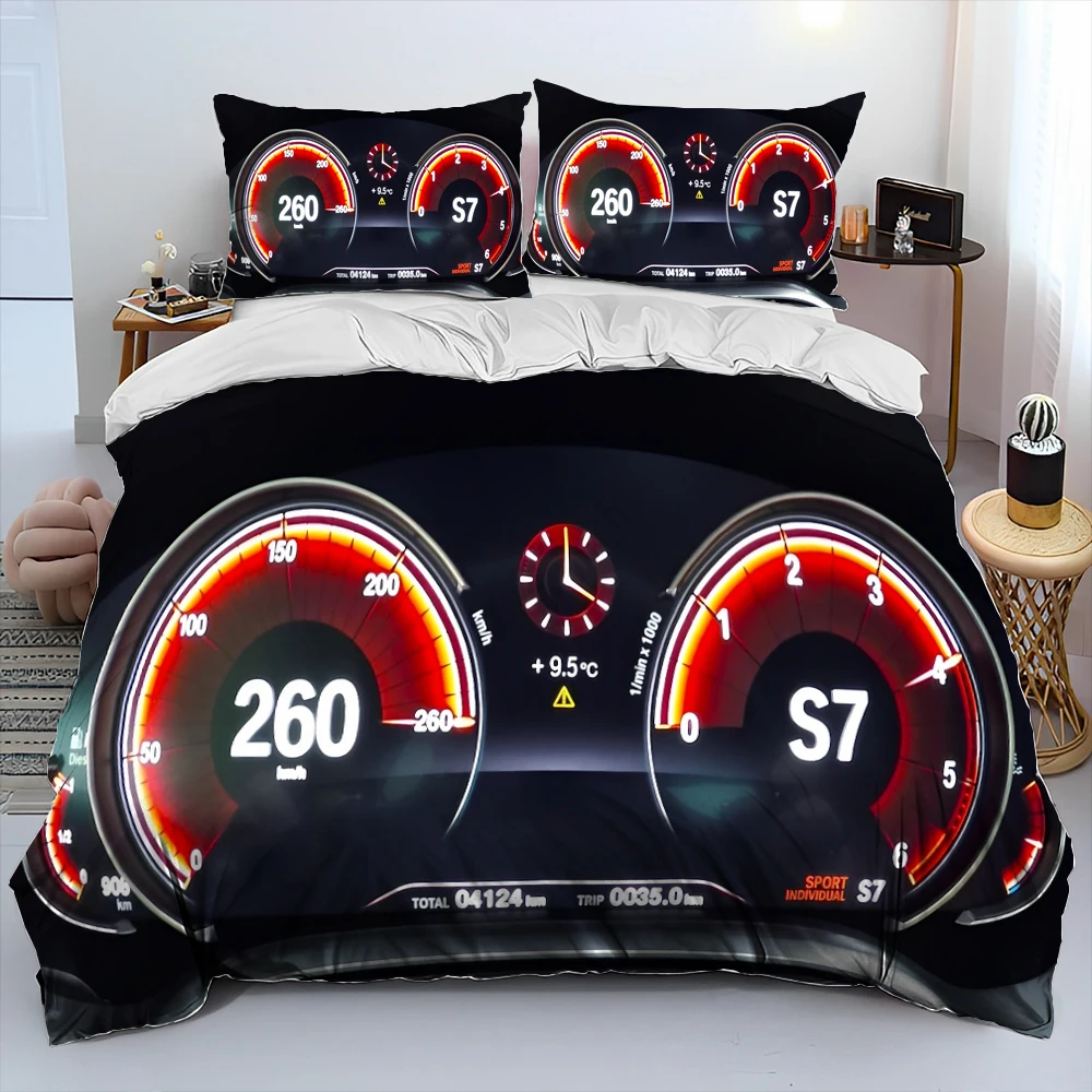 

3D Racing Car Dashboard Comforter Bedding Set,Duvet Cover Bed Set Quilt Cover Pillowcase,King Queen Size Bedding Set Adult Child