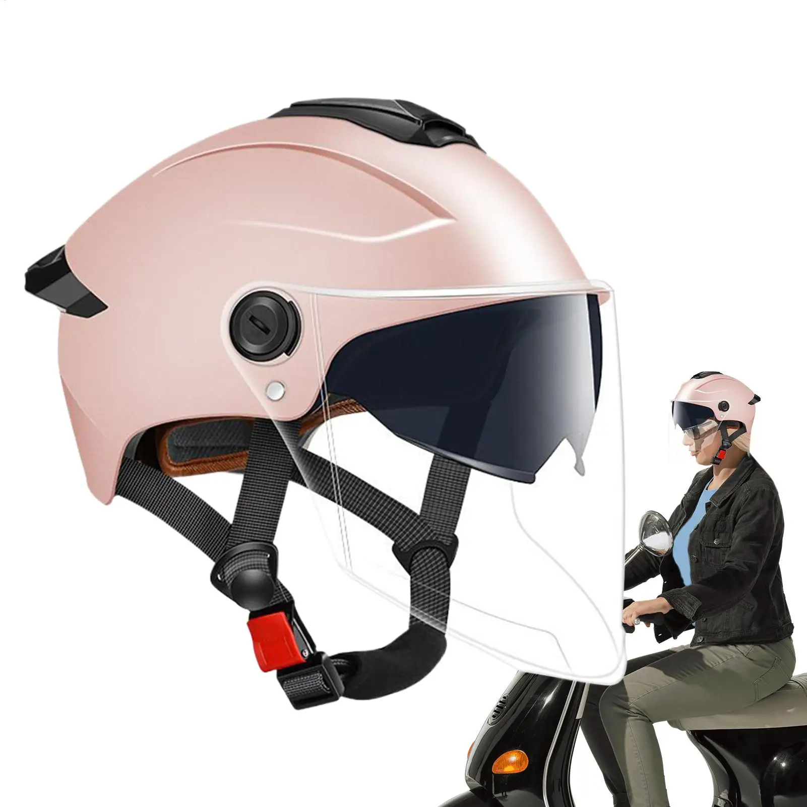 

Large Motorcycle Helmet Half Face Moped Helmet Protective Gear Double Visor Breathable Headgear For Street Motorbike Sportbike
