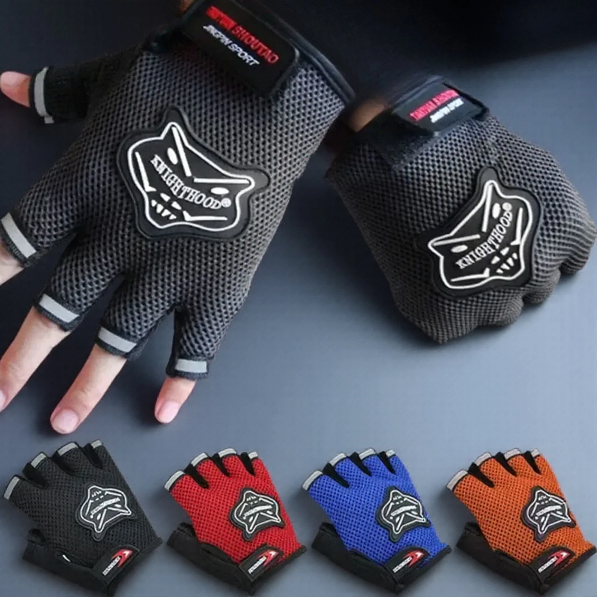 Half Finger Motorcycle Gloves Unisex Breathable Riding Gloves Anti-Fall Palm Protection Lightweight Safety Gear for Biking