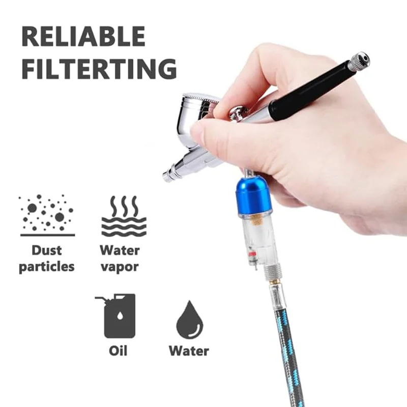 ABHU エアブラシ ミニエアフィルター ブルーエアブラシ 水水分オイルトラップセパレーター