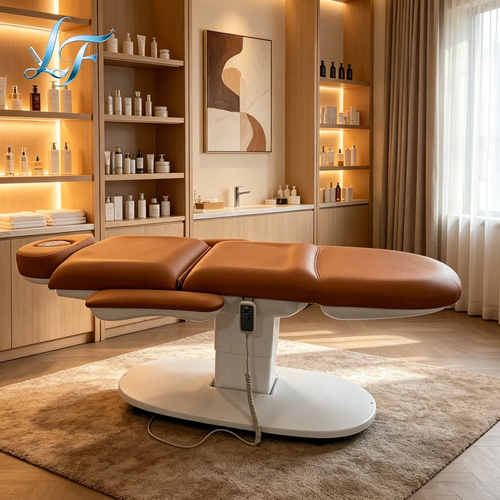 Luxury Electric Eyelash Bed Brown 3 Motor Beauty Salon Special Furniture