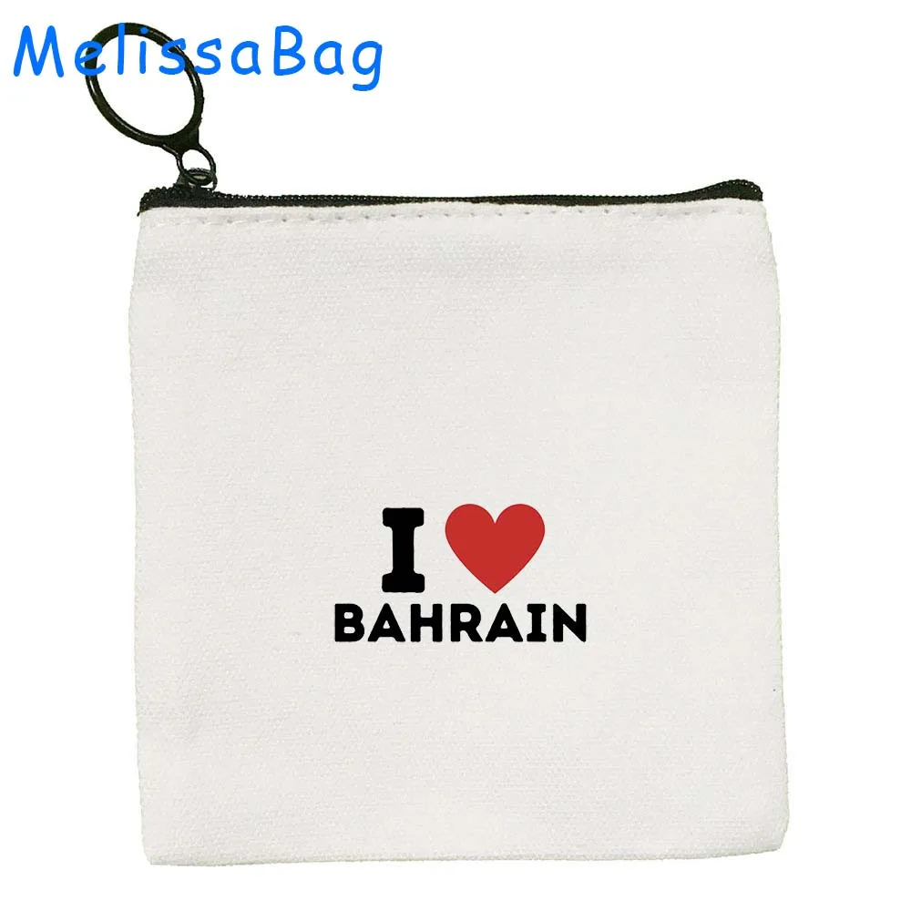 Manama Bahrain Country Flag Emblem Map Coin Purse Canvas Bag Small Square Key Storage Card Bag Cartoon Coin Bag Wallet Zipper