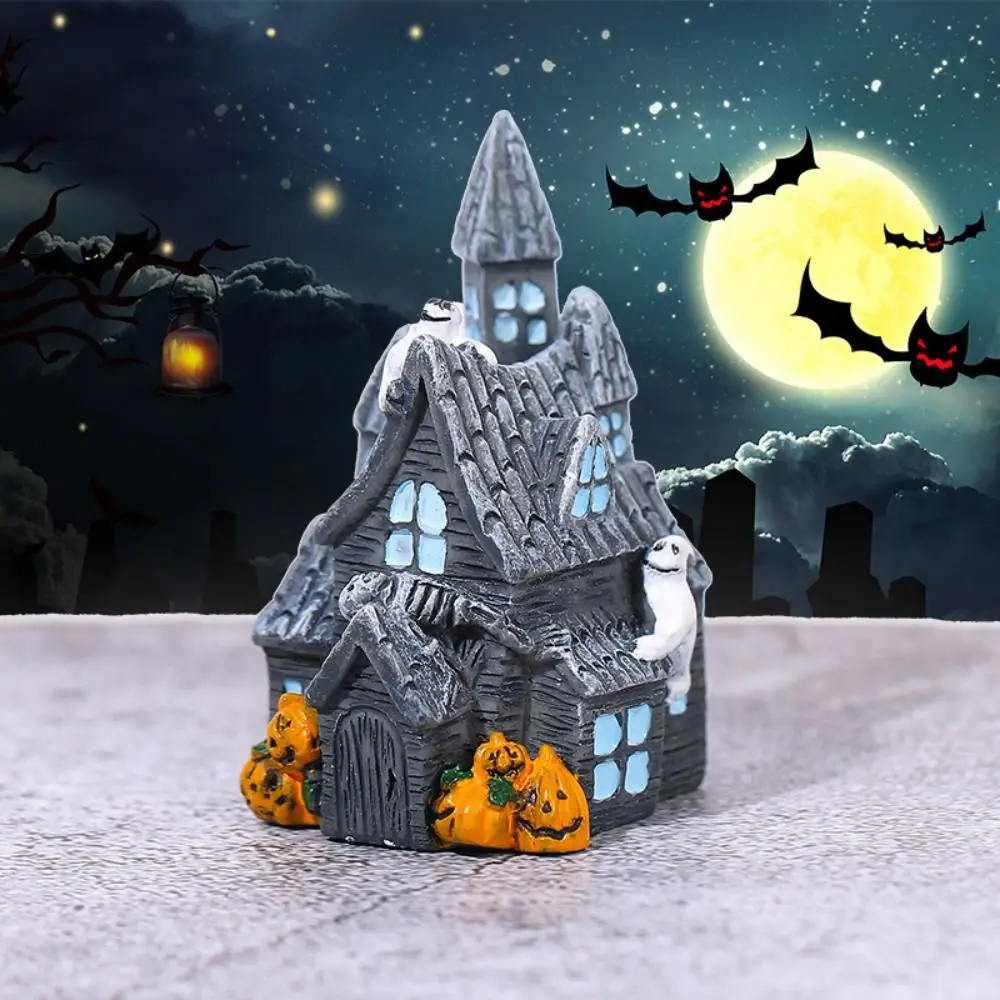 

Cartoon Halloween Spider Bat Figurines Resin Craft DIY Micro Landscape Ghost House Statue 3D Mini Miniatures Pumpkin Ornaments