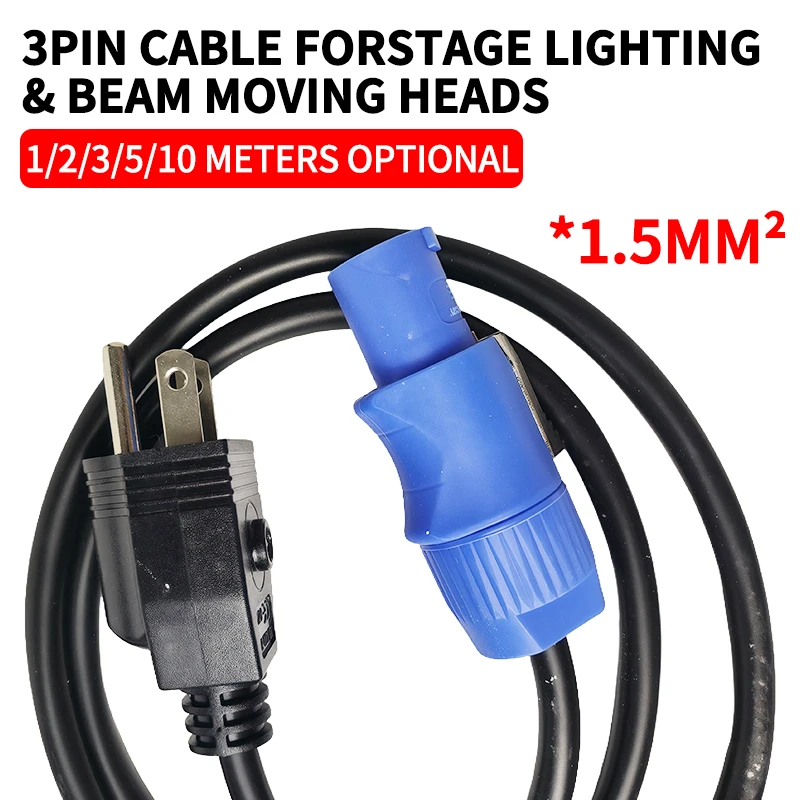 

3x1.5mm² US Plug Power Extension Cord for Stage Light LED Beam Par Can Moving Head