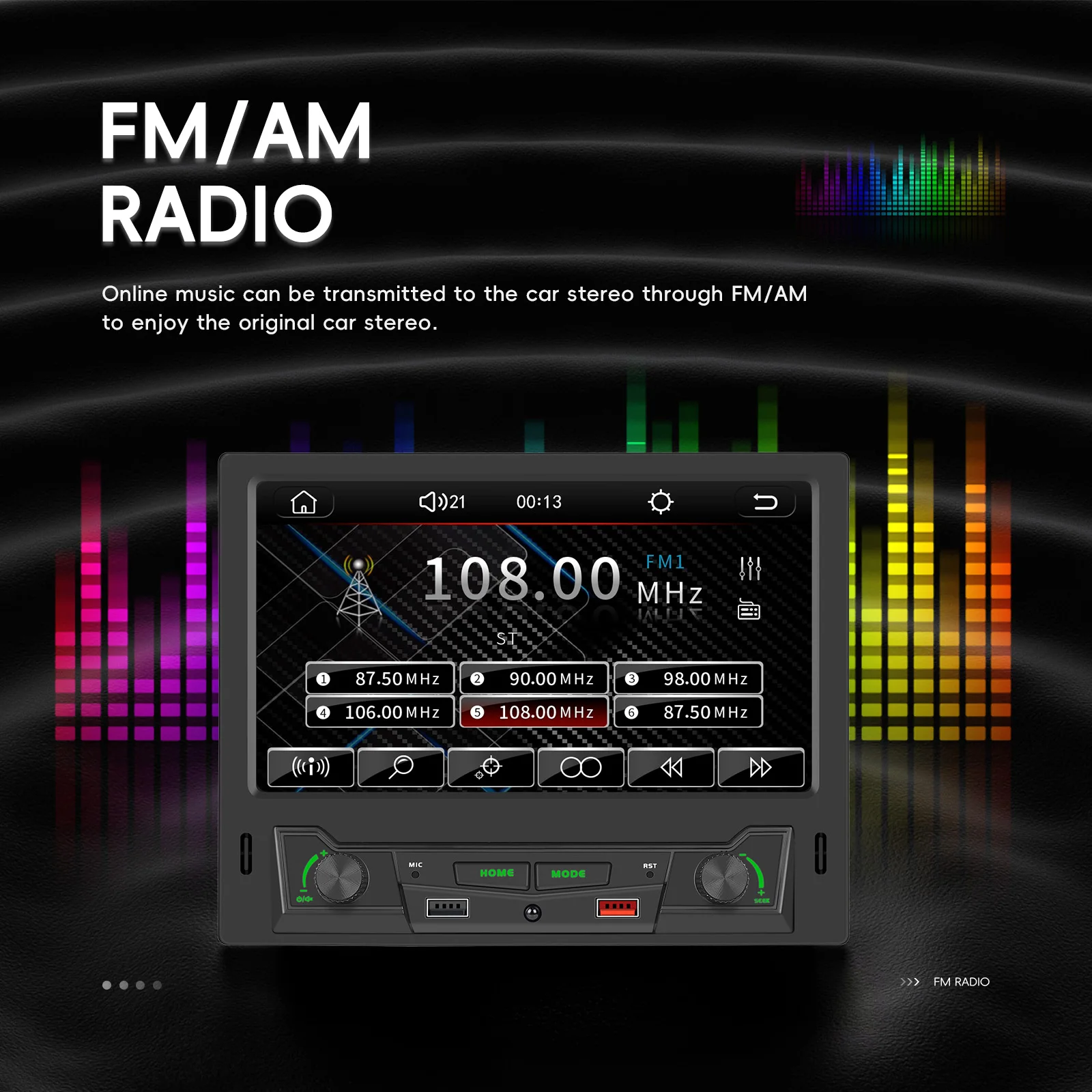 Camecho 1 DIN 8 بوصة الوجه خارج شاشة تعمل باللمس سيارة مشغل وسائط متعددة اللاسلكية أندرويد السيارات/CarPlay راديو السيارة أضواء ملونة ستيريو