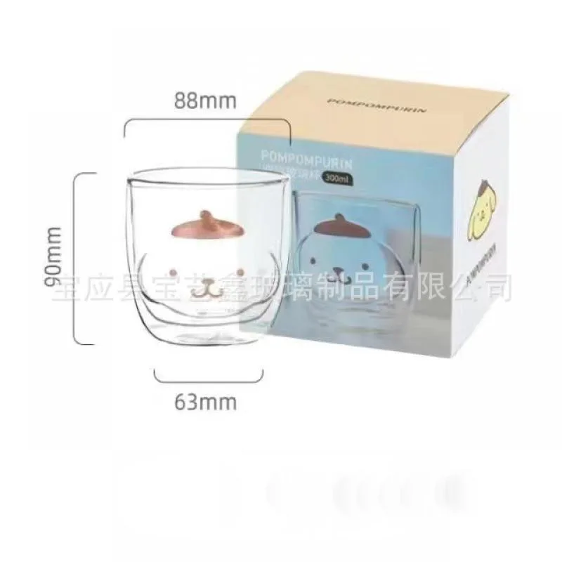 애니메이션 만화 산리오 헬로 키티 마이 멜로디 Cinnamoroll 더블 레이어 투명 유리 패션 새로운 아침 식사 우유 컵 커피 컵