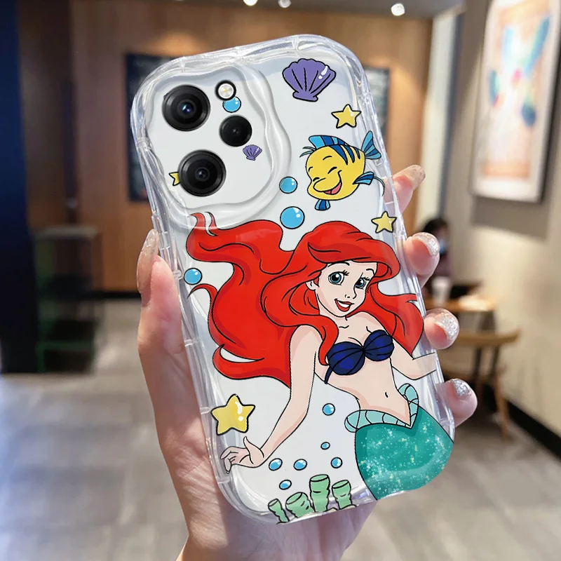 Disney The Little Mermaid Cream Phone Case For OPPO Realme 5 6 7 8 10 11 12 6i Pro Plus (Global) C2 11 12 15 2021 silicone Funda