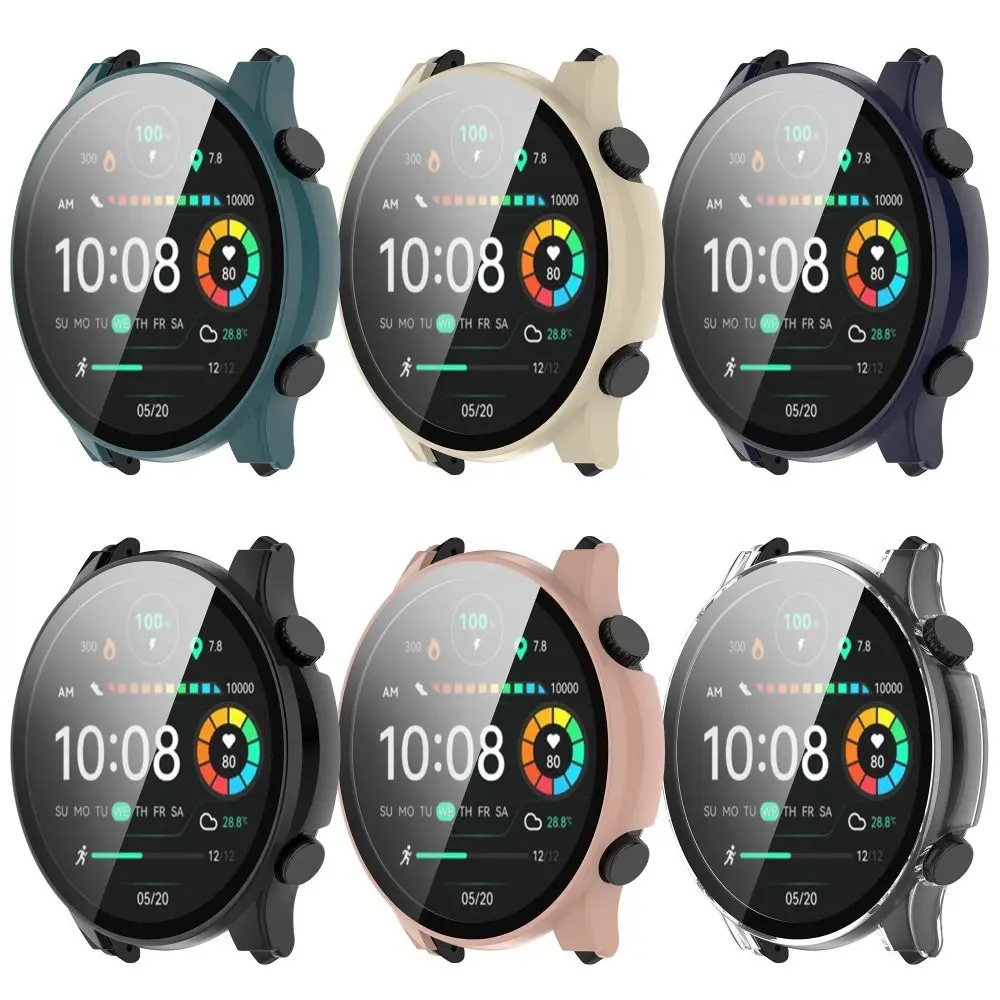 Tempered+PC Protective Case Shell Full Coverage Screen Protector Accessories Smart Watch for Haylou Solar Plus RT3 LS16