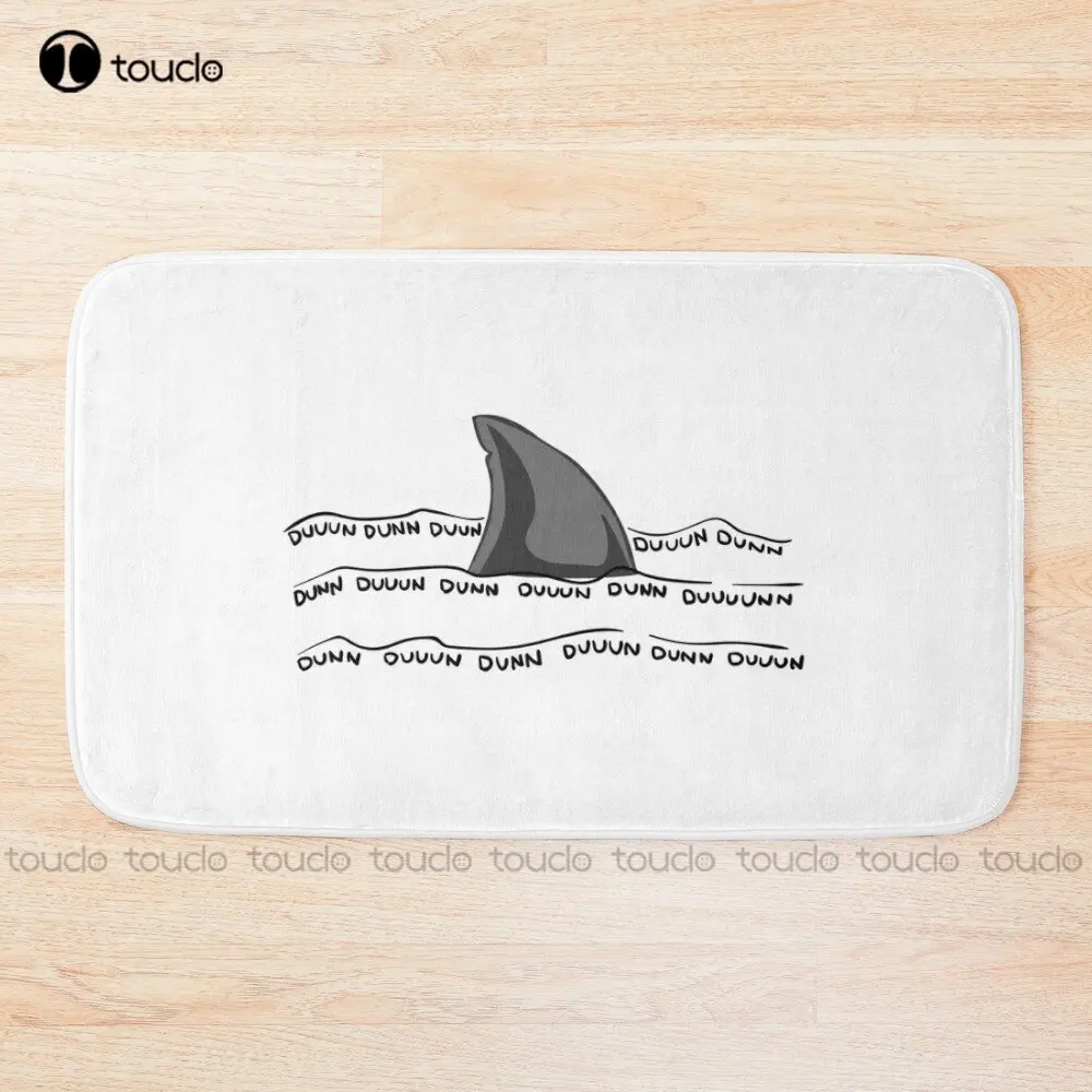 Jaws Funny Shark Melody Motif Bath Mat Grey Carpet