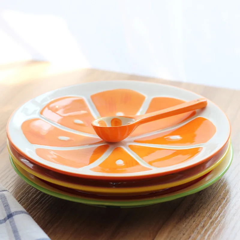 Fruit plate, ceramic dinner plate, 8-inch disc in the shape of household fruit